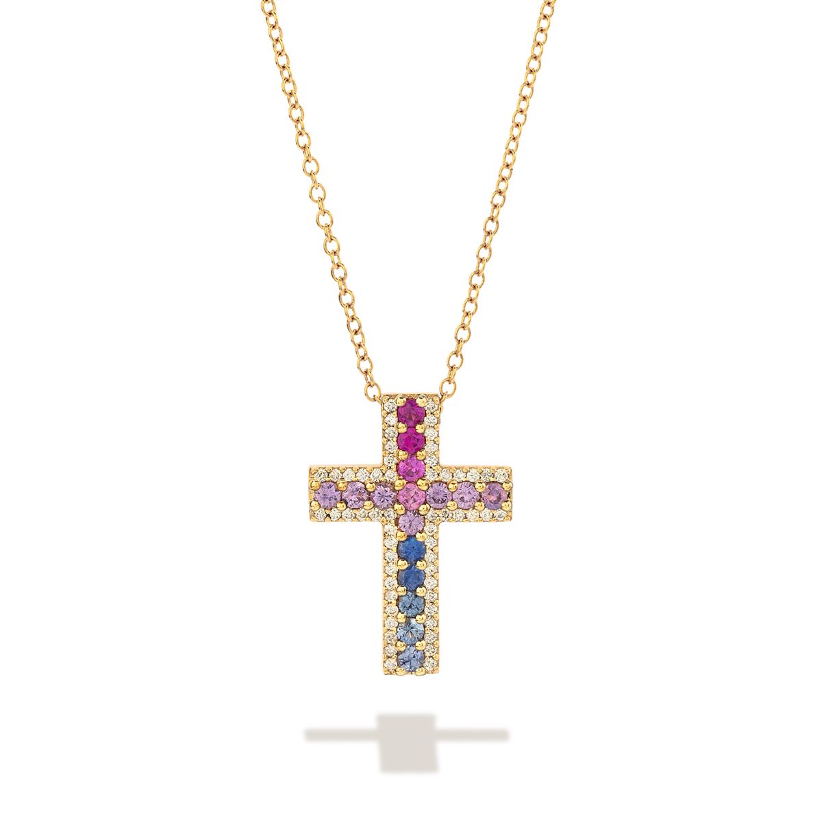 Durán Cross Pendant with Multicolored Sapphires