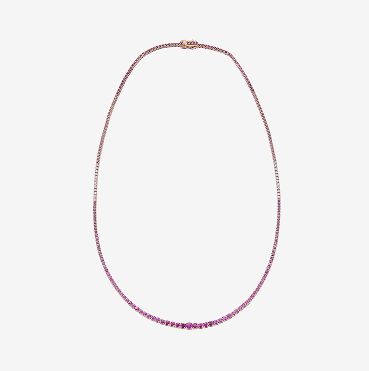 Collar Riviere Durán con diamantesy zafiro rosa