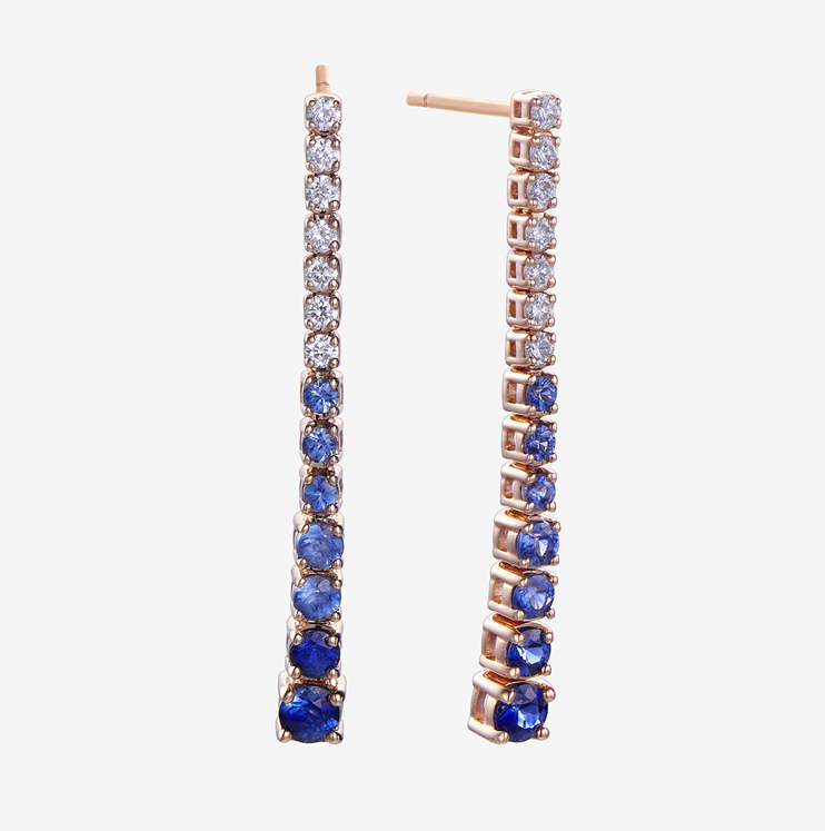 Durán Riviere earring with diamonds and blue sapphires