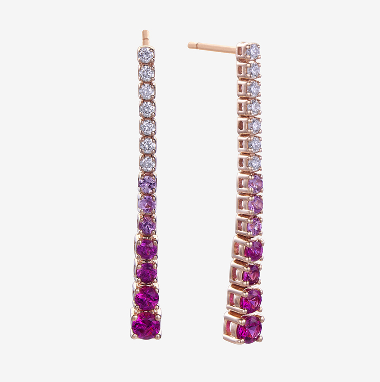 Durán Riviere earring with diamonds and pink sapphires