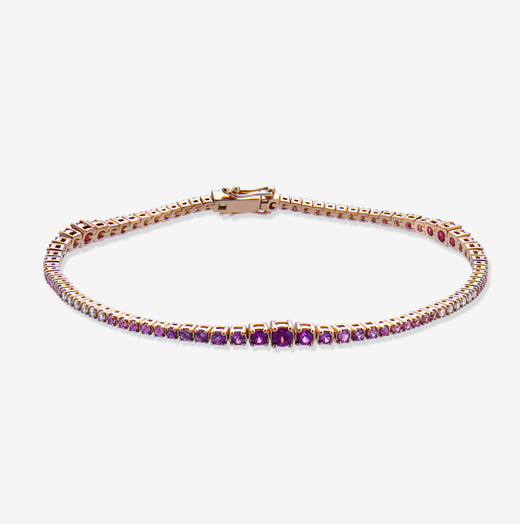 Pulsera Riviere Durán con diamantes y zafiro rosa