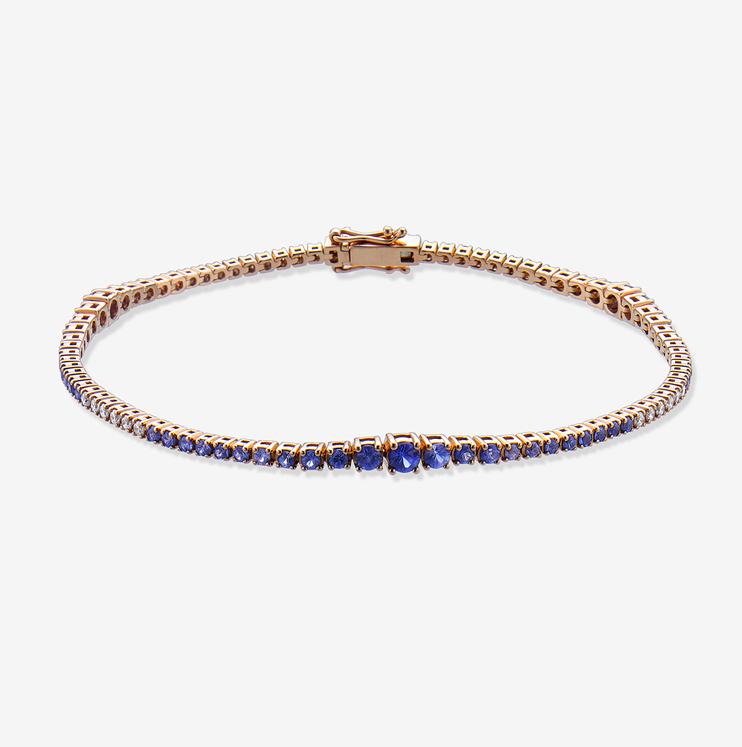 Pulsera Riviere Durán con diamantesy zafiro azul