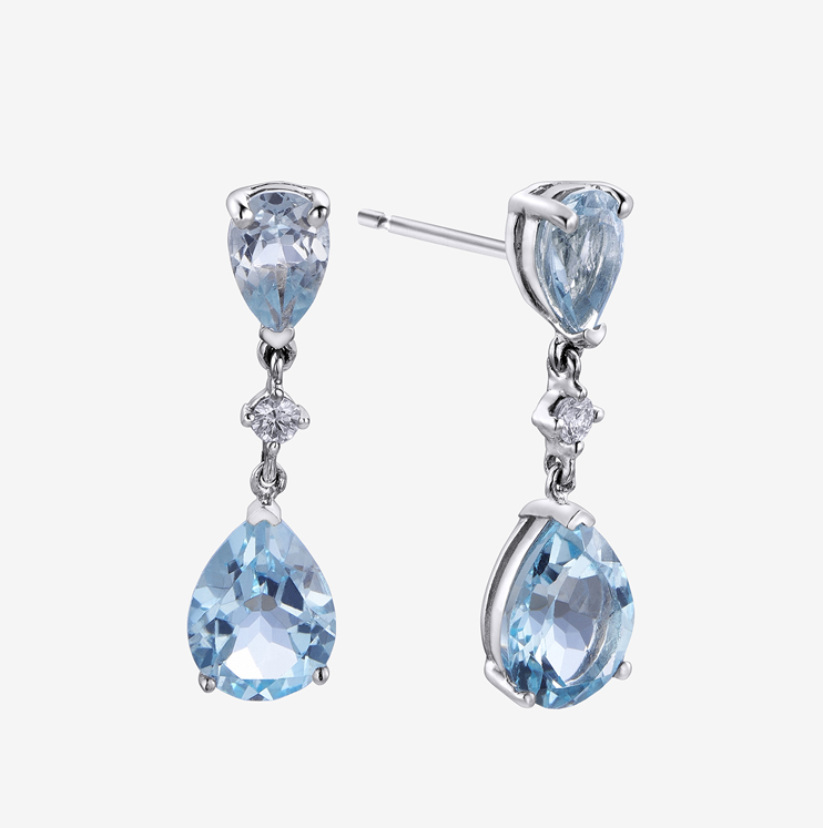 Durán earrings with diamond and topaz