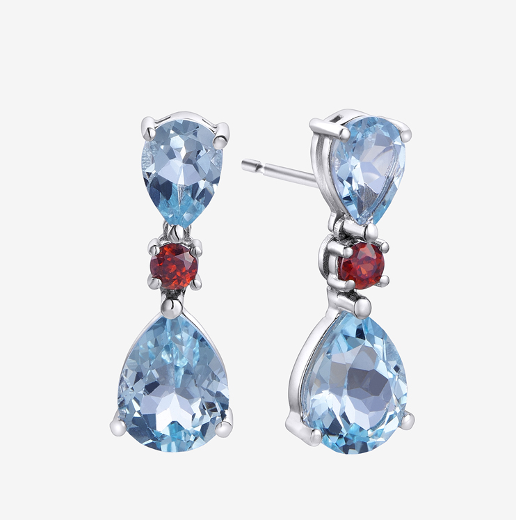 Durán earrings with diamond, paraiba garnet and topaz