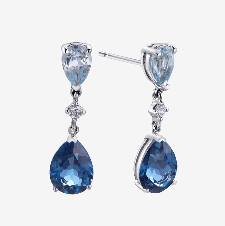 Durán earrings with diamond and topaz